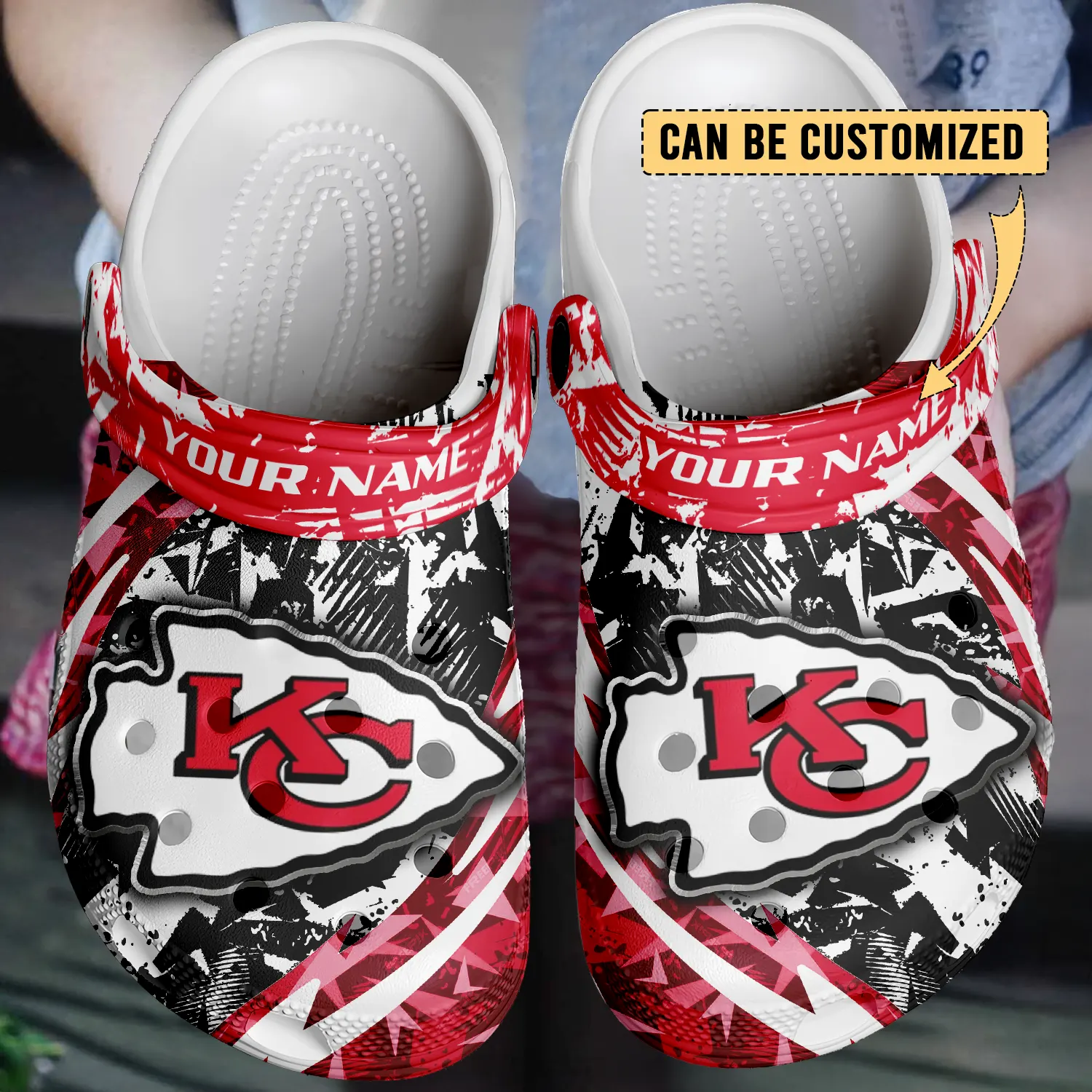 Merchidea Kansas City Chiefs NFL Crocs Crocband Clogs Shoes Comfortable For Men Women and Kids