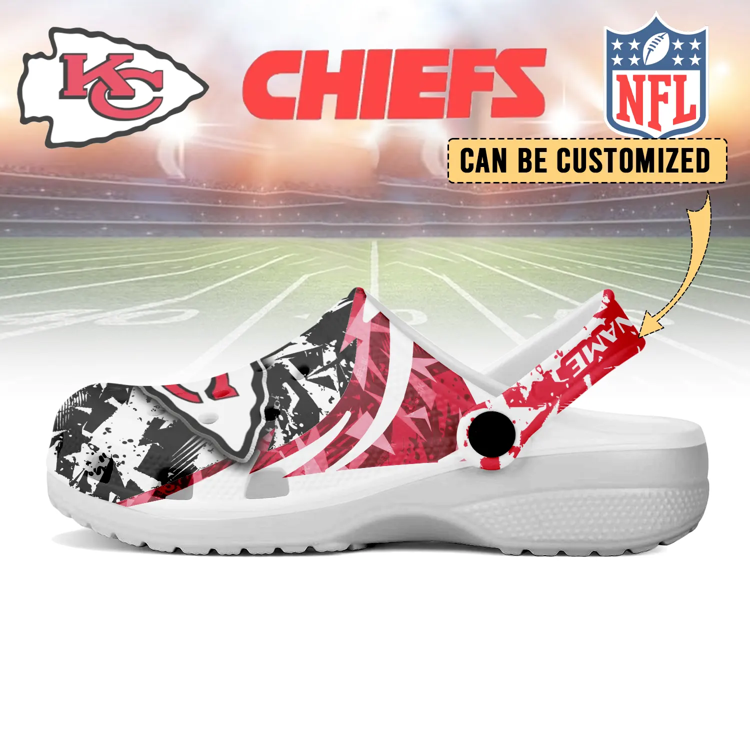 Merchidea Kansas City Chiefs NFL Crocs Crocband Clogs Shoes Comfortable For Men Women and Kids