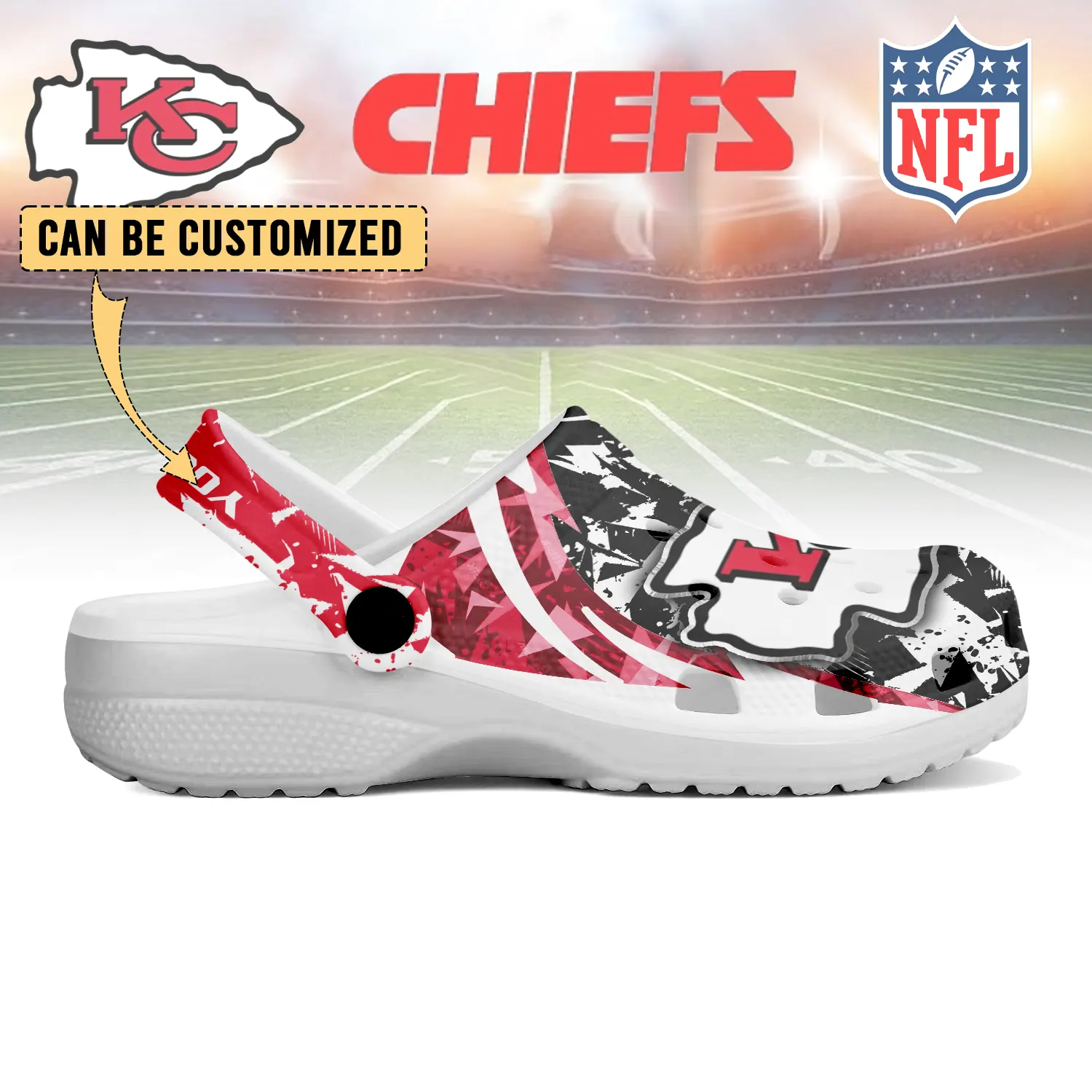 Merchidea Kansas City Chiefs NFL Crocs Crocband Clogs Shoes Comfortable For Men Women and Kids