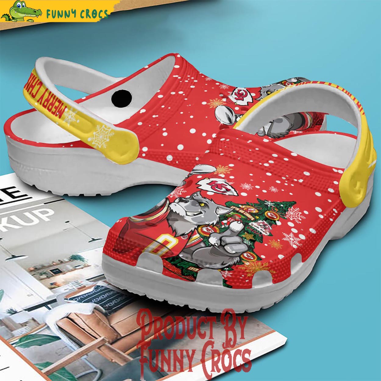 Merchidea Kansas City Chiefs NFL Sport Christmas Crocs Crocband Clogs Shoes Comfortable For Men Women and Kids