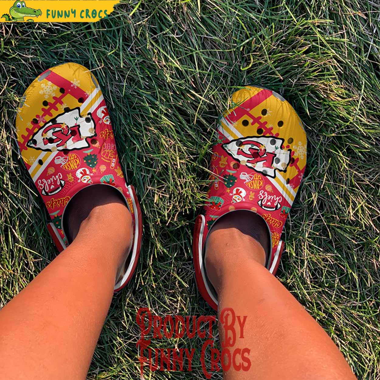 Merchidea Kansas City Chiefs NFL Sport Christmas Crocs Crocband Clogs Shoes Comfortable For Men Women and Kids