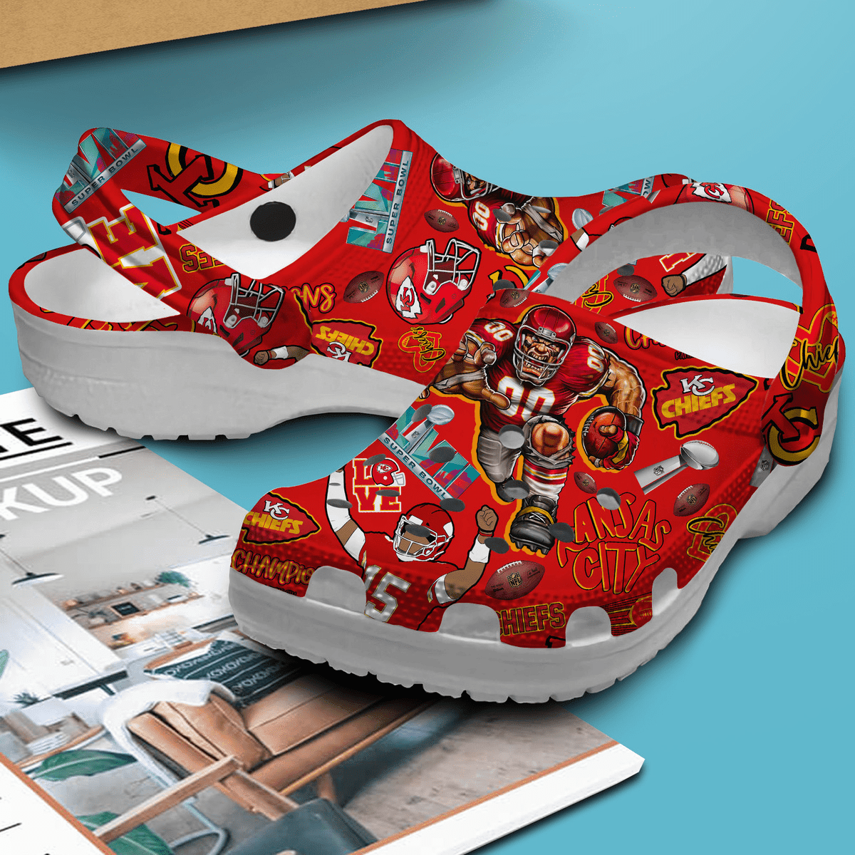 Merchidea Kansas City Chiefs NFL Sport Crocs Crocband Clogs Shoes Comfortable For Men Women and Kids