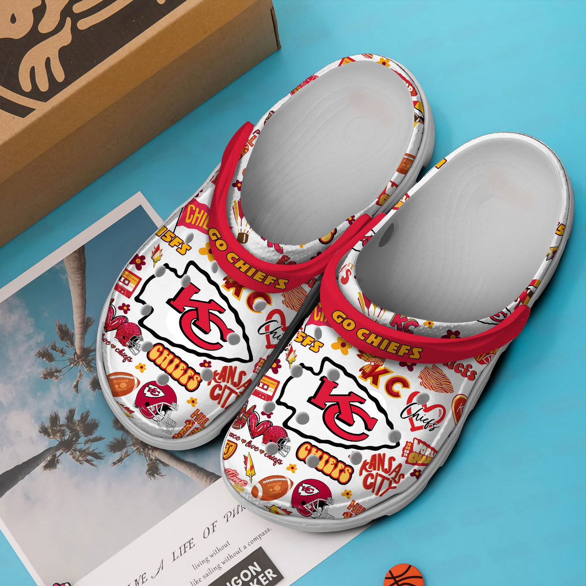 Merchidea Kansas City Chiefs NFL Sport Crocs Crocband Clogs Shoes Comfortable For Men Women and Kids