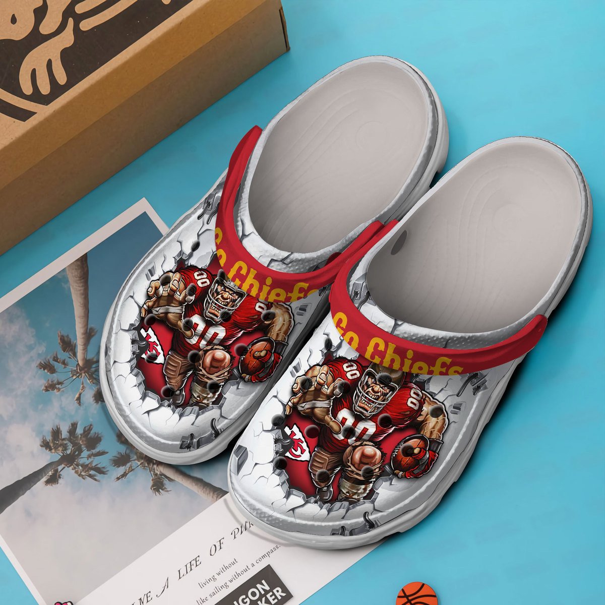 Merchidea Kansas City Chiefs NFL Sport Crocs Crocband Clogs Shoes Comfortable For Men Women and Kids