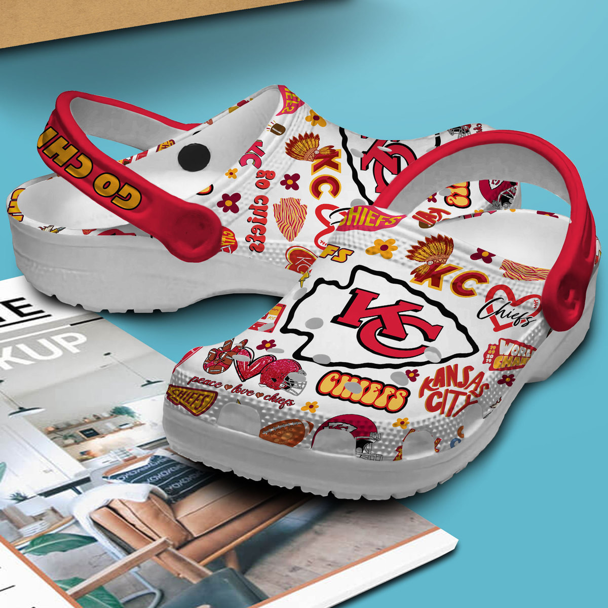 Merchidea Kansas City Chiefs NFL Sport Crocs Crocband Clogs Shoes Comfortable For Men Women and Kids