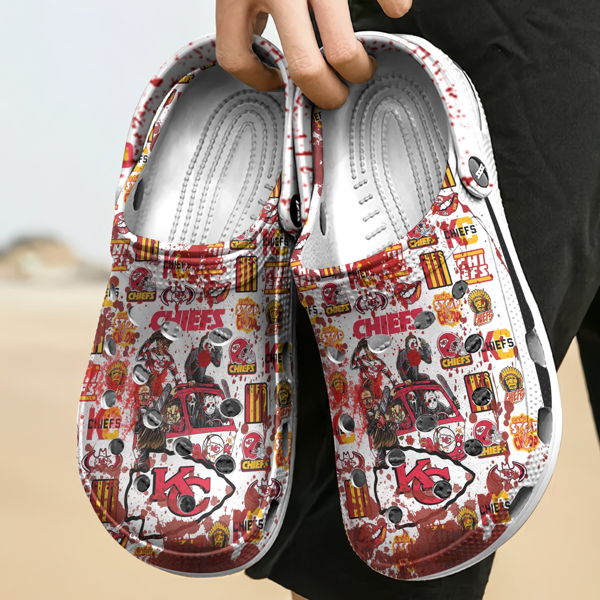 Merchidea Kansas City Chiefs NFL Sport Crocs Crocband Clogs Shoes Comfortable For Men Women and Kids