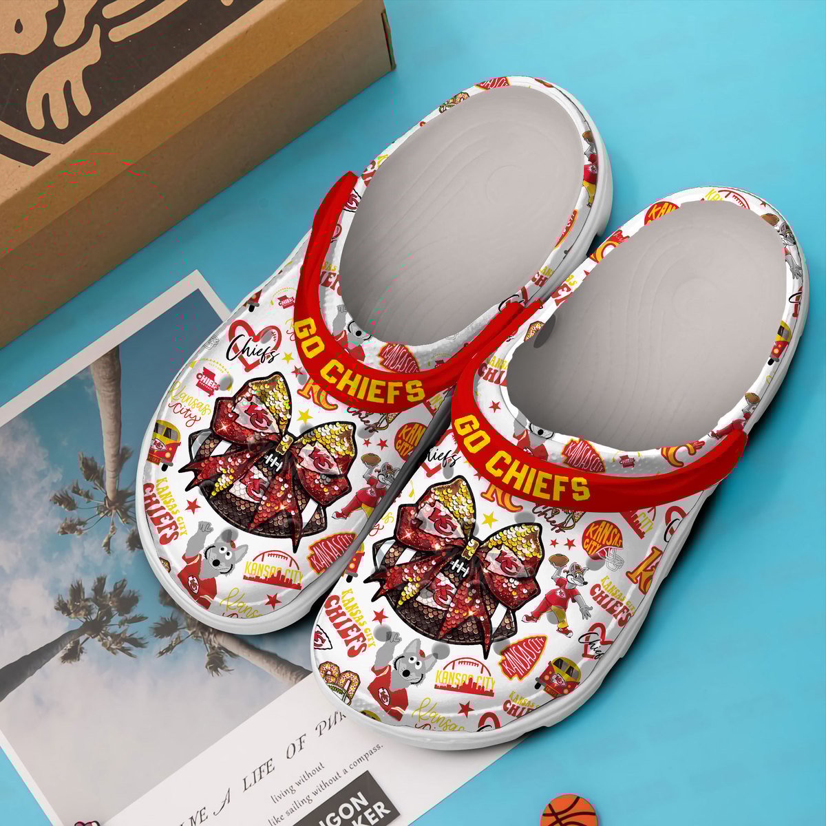 Merchidea Kansas City Chiefs NFL Sport Crocs Crocband Clogs Shoes Comfortable For Men Women and Kids