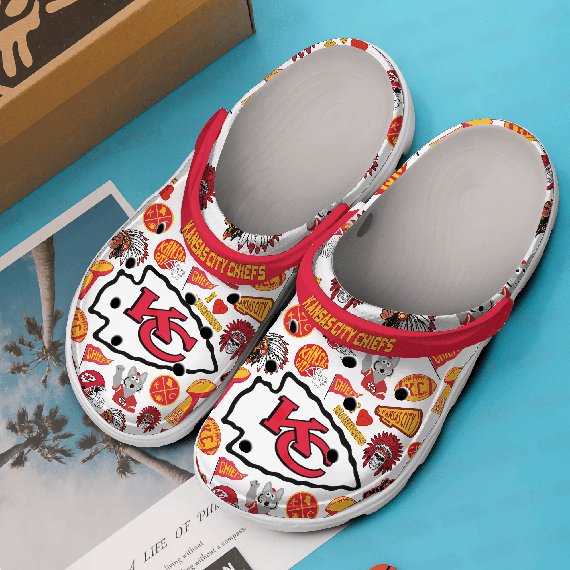 Merchidea Kansas City Chiefs NFL Sport Crocs Crocband Clogs Shoes Comfortable For Men Women and Kids