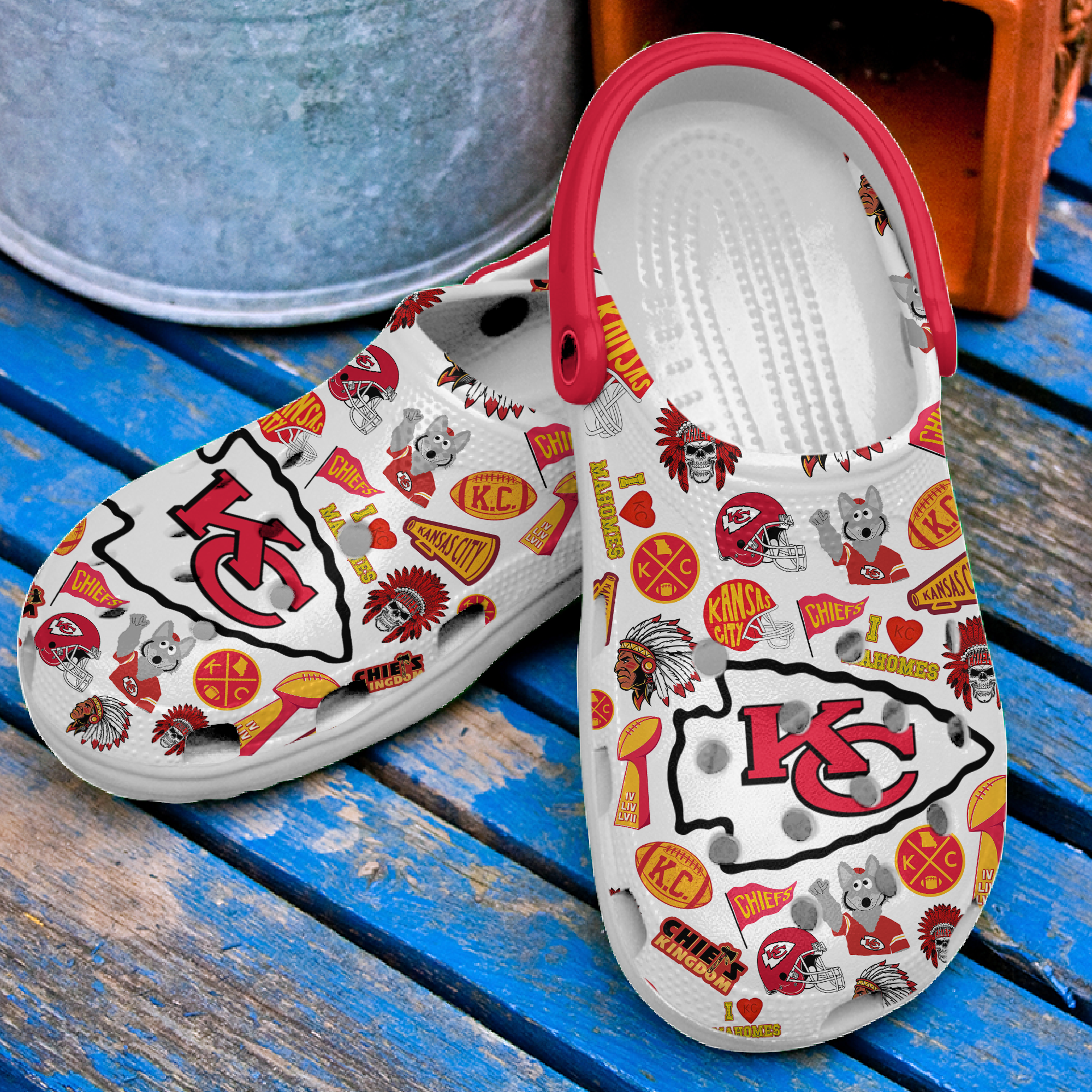 Merchidea Kansas City Chiefs NFL Sport Crocs Crocband Clogs Shoes Comfortable For Men Women and Kids