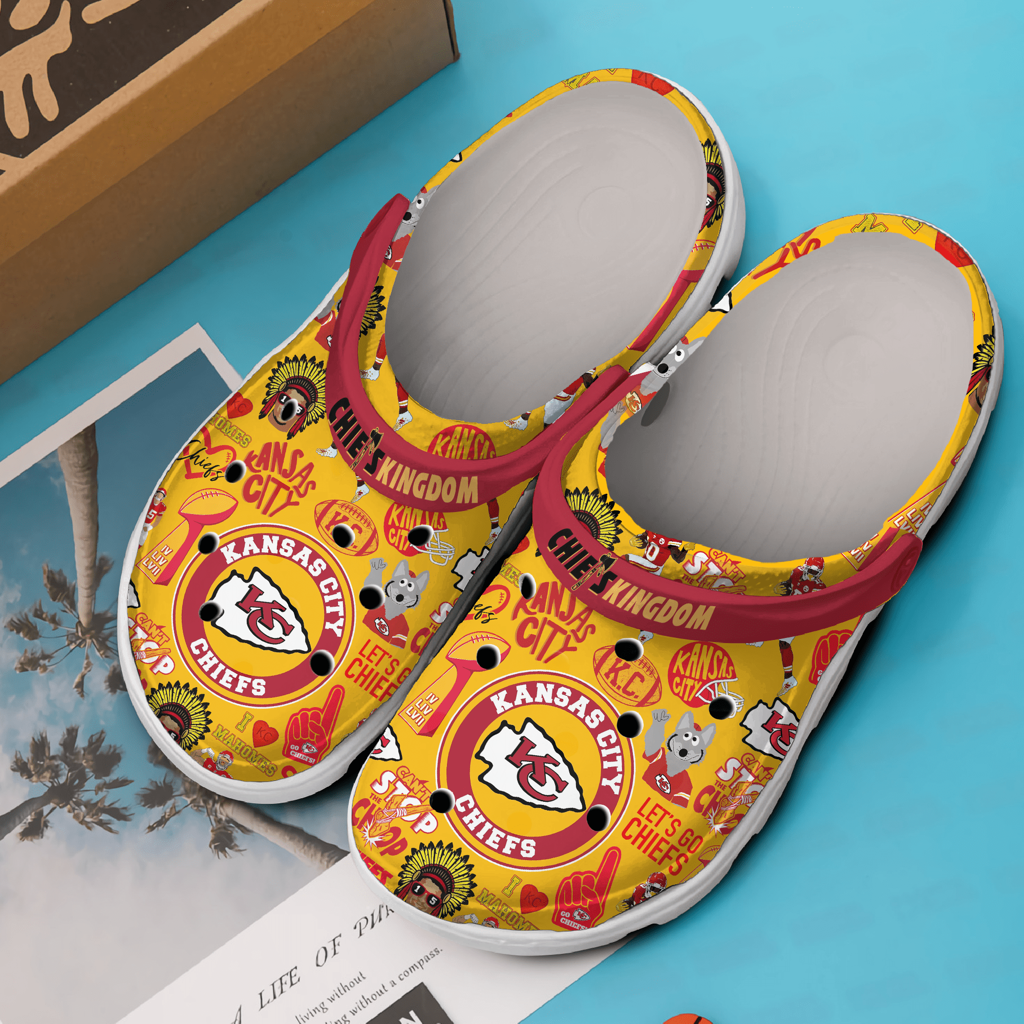 Merchidea Kansas City Chiefs NFL Sport Crocs Crocband Clogs Shoes Comfortable For Men Women and Kids