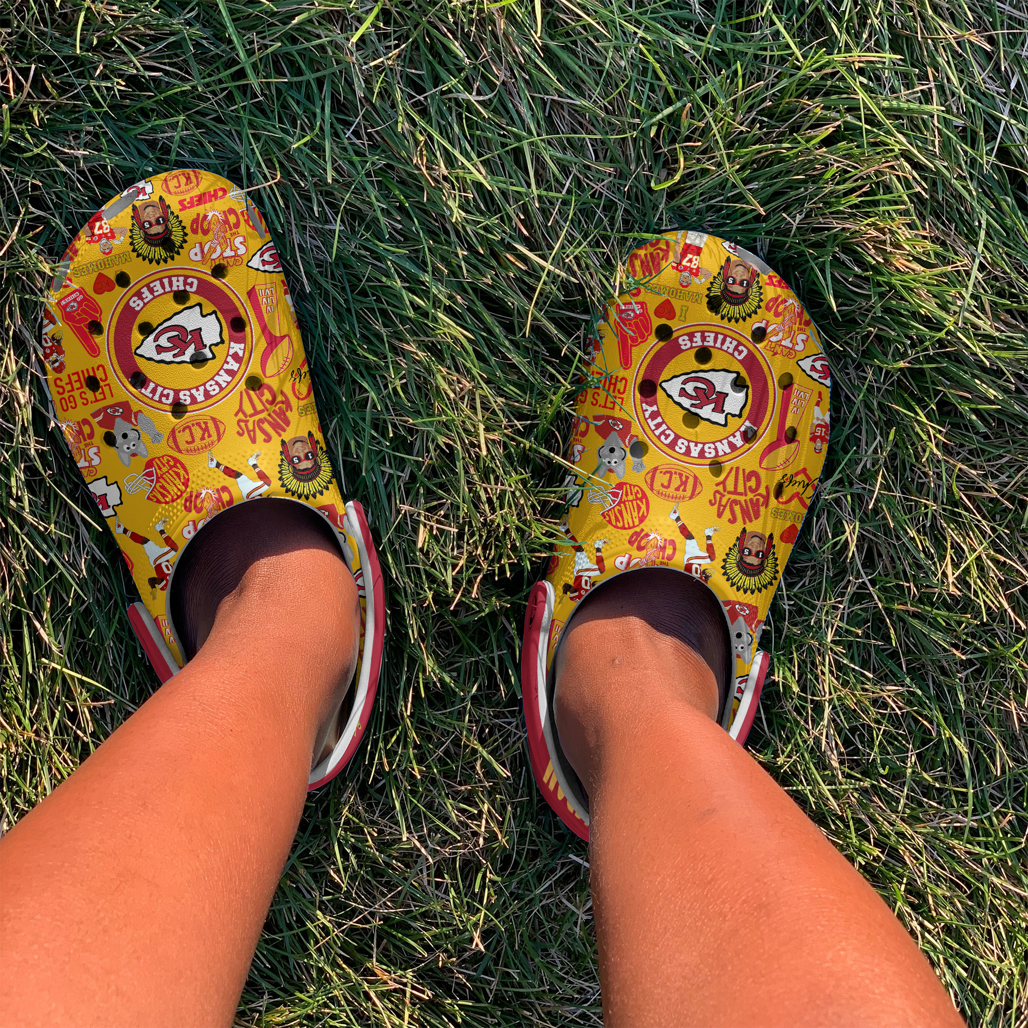 Merchidea Kansas City Chiefs NFL Sport Crocs Crocband Clogs Shoes Comfortable For Men Women and Kids