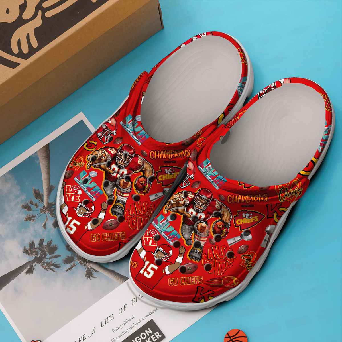 Merchidea Kansas City Chiefs NFL Sport Crocs Crocband Clogs Shoes Comfortable For Men Women and Kids