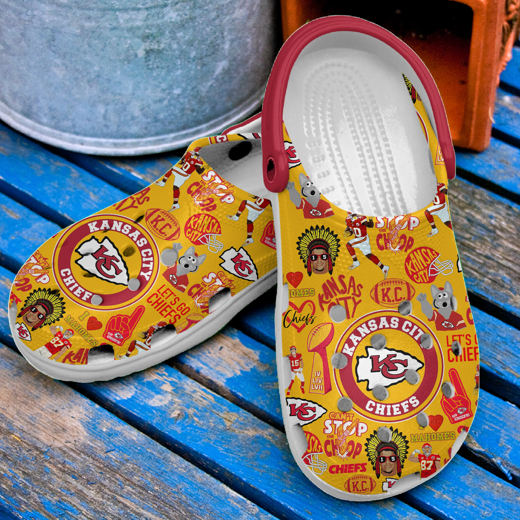 Merchidea Kansas City Chiefs NFL Sport Crocs Crocband Clogs Shoes Comfortable For Men Women and Kids