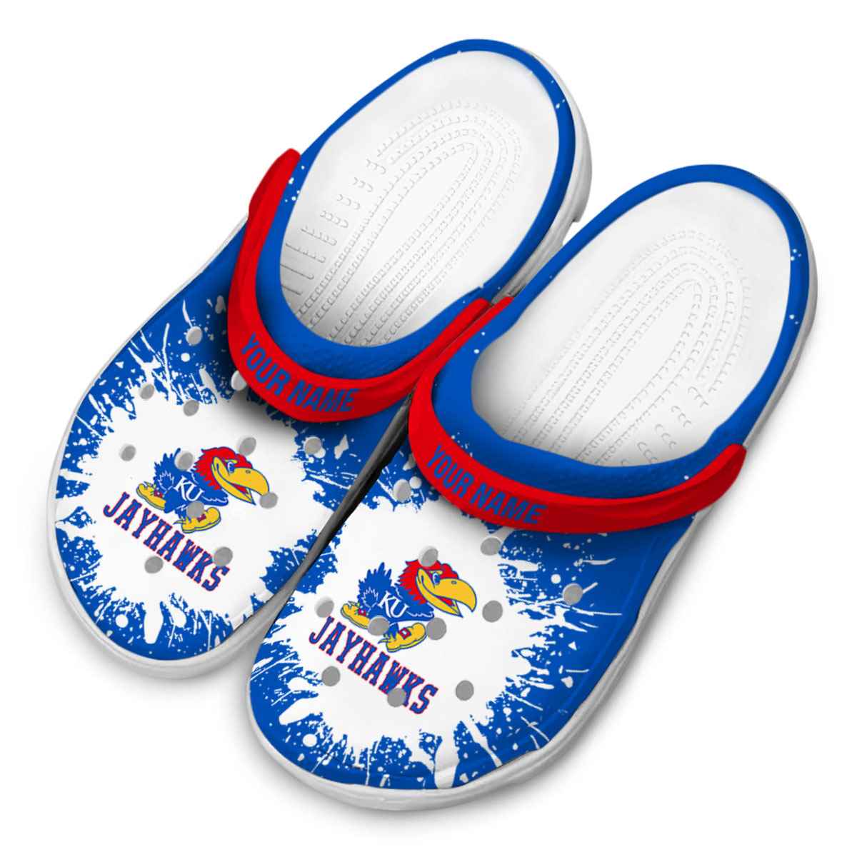 Merchidea Kansas Jayhawks NCAA Sport Crocs Crocband Clogs Shoes Comfortable For Men Women and Kids