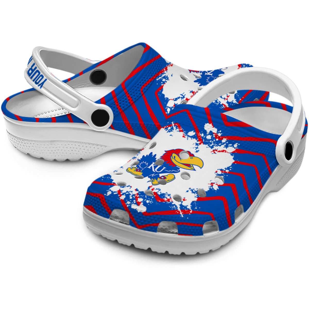 Merchidea Kansas Jayhawks NCAA Sport Crocs Crocband Clogs Shoes Comfortable For Men Women and Kids