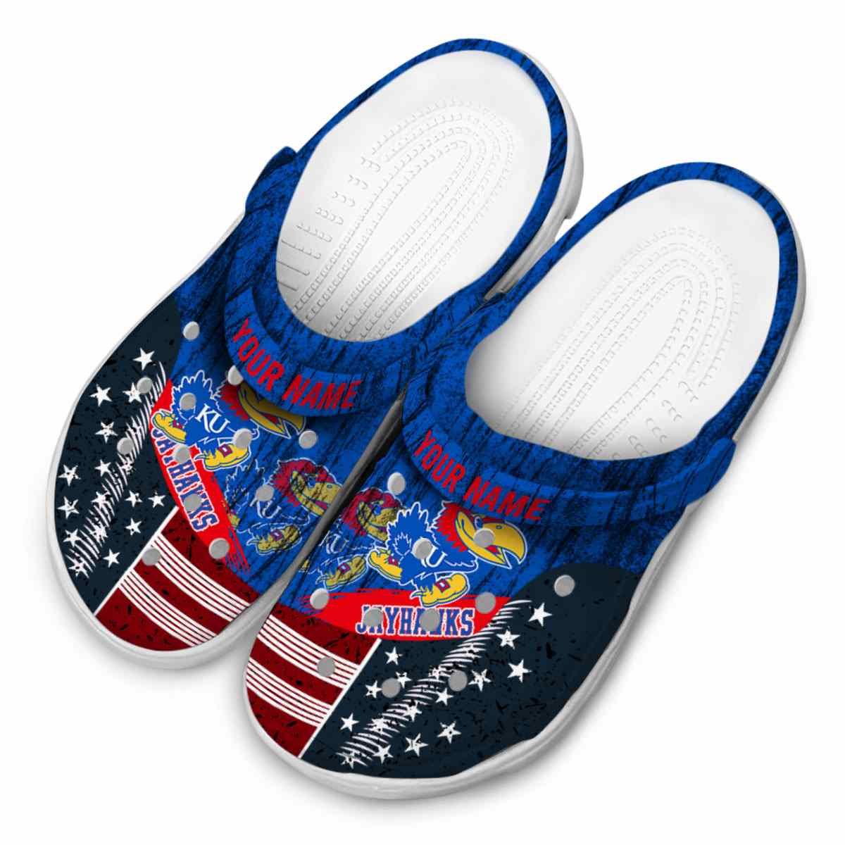 Merchidea Kansas Jayhawks NCAA Sport Crocs Crocband Clogs Shoes Comfortable For Men Women and Kids