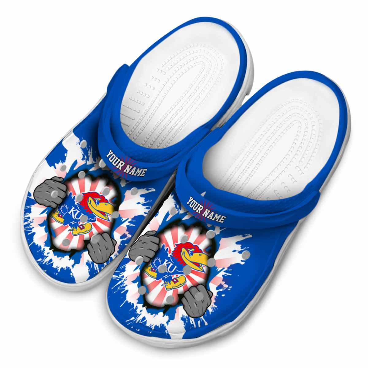 Merchidea Kansas Jayhawks NCAA Sport Crocs Crocband Clogs Shoes Comfortable For Men Women and Kids