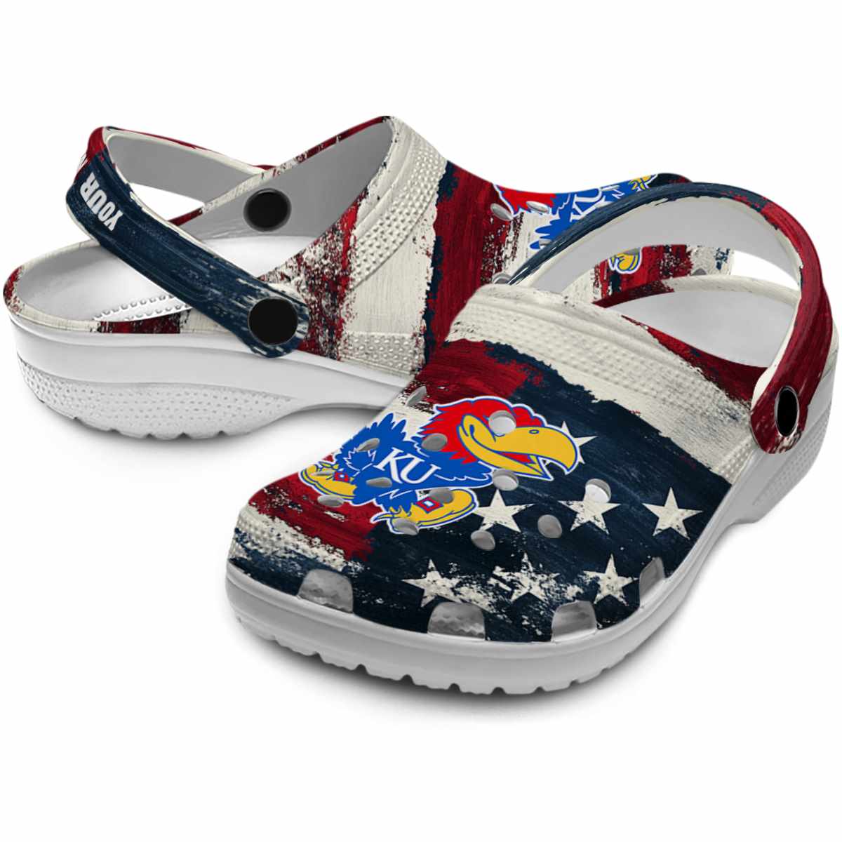 Merchidea Kansas Jayhawks NCAA Sport Crocs Crocband Clogs Shoes Comfortable For Men Women and Kids
