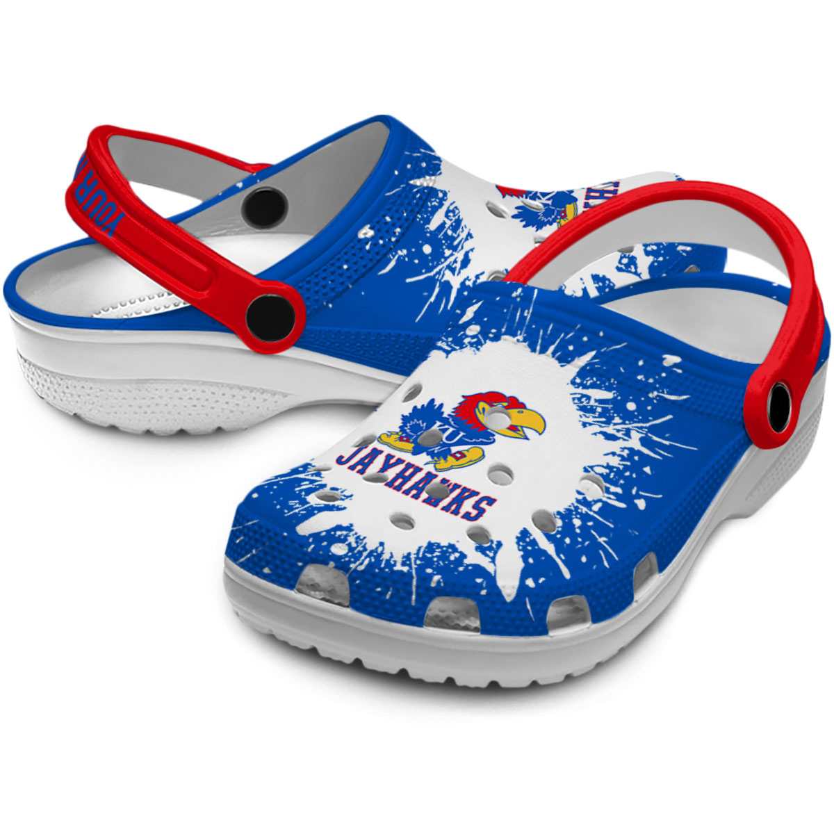 Merchidea Kansas Jayhawks NCAA Sport Crocs Crocband Clogs Shoes Comfortable For Men Women and Kids