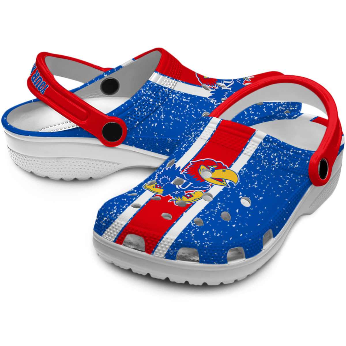 Merchidea Kansas Jayhawks NCAA Sport Crocs Crocband Clogs Shoes Comfortable For Men Women and Kids