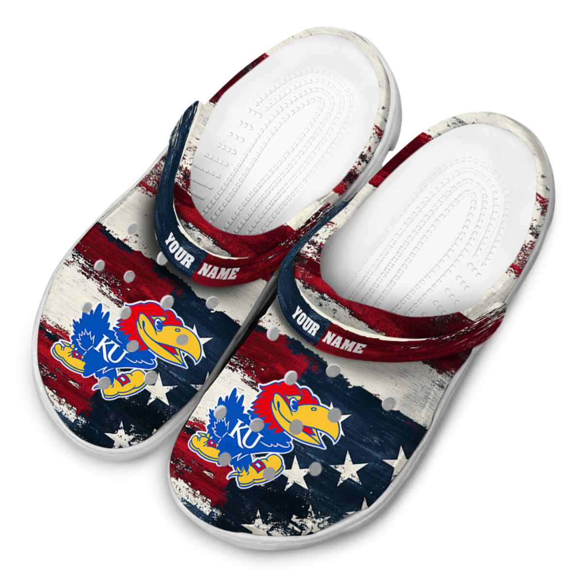 Merchidea Kansas Jayhawks NCAA Sport Crocs Crocband Clogs Shoes Comfortable For Men Women and Kids