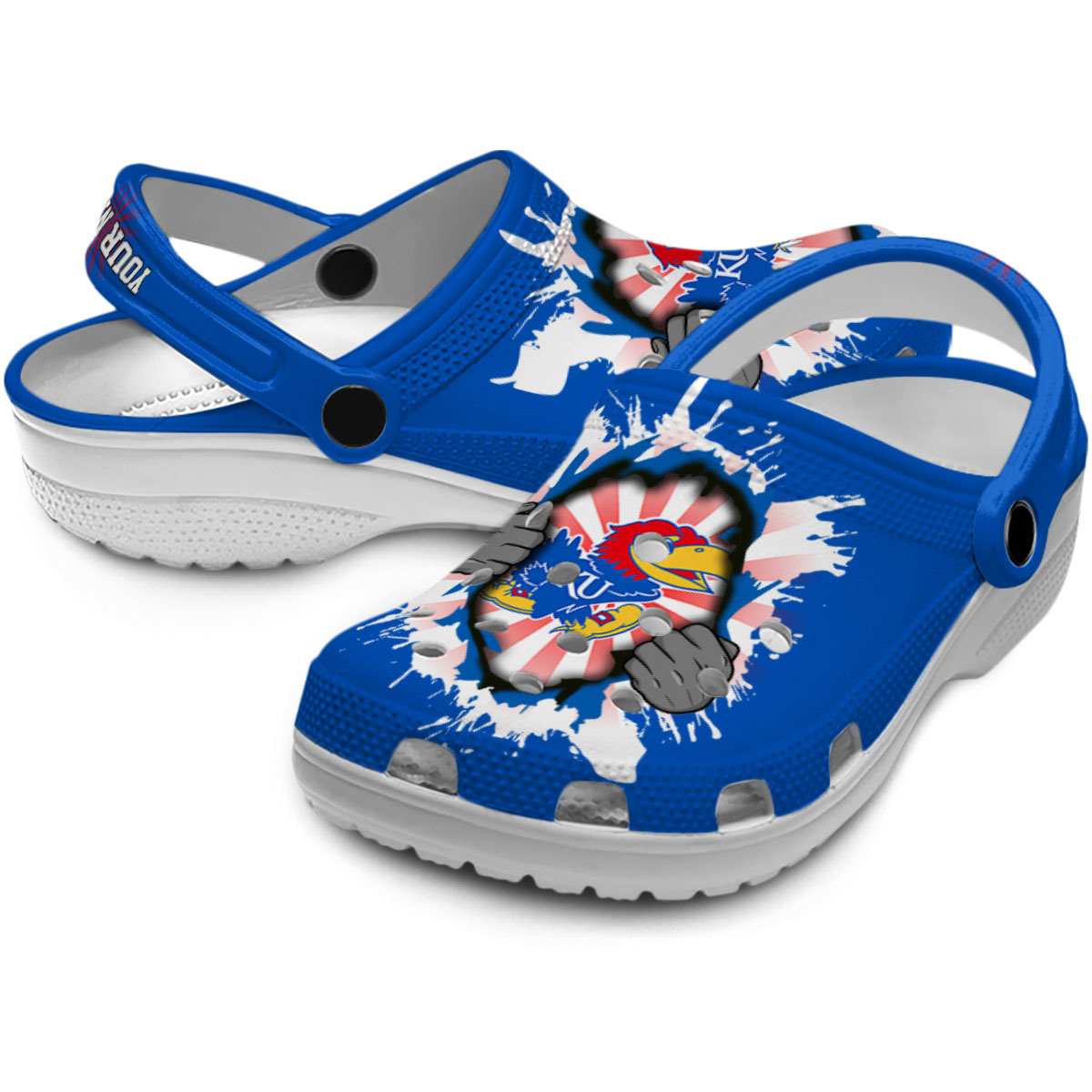 Merchidea Kansas Jayhawks NCAA Sport Crocs Crocband Clogs Shoes Comfortable For Men Women and Kids