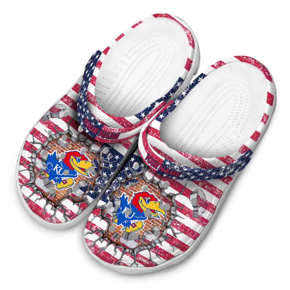 Merchidea Kansas Jayhawks NCAA Sport Crocs Crocband Clogs Shoes Comfortable For Men Women and Kids