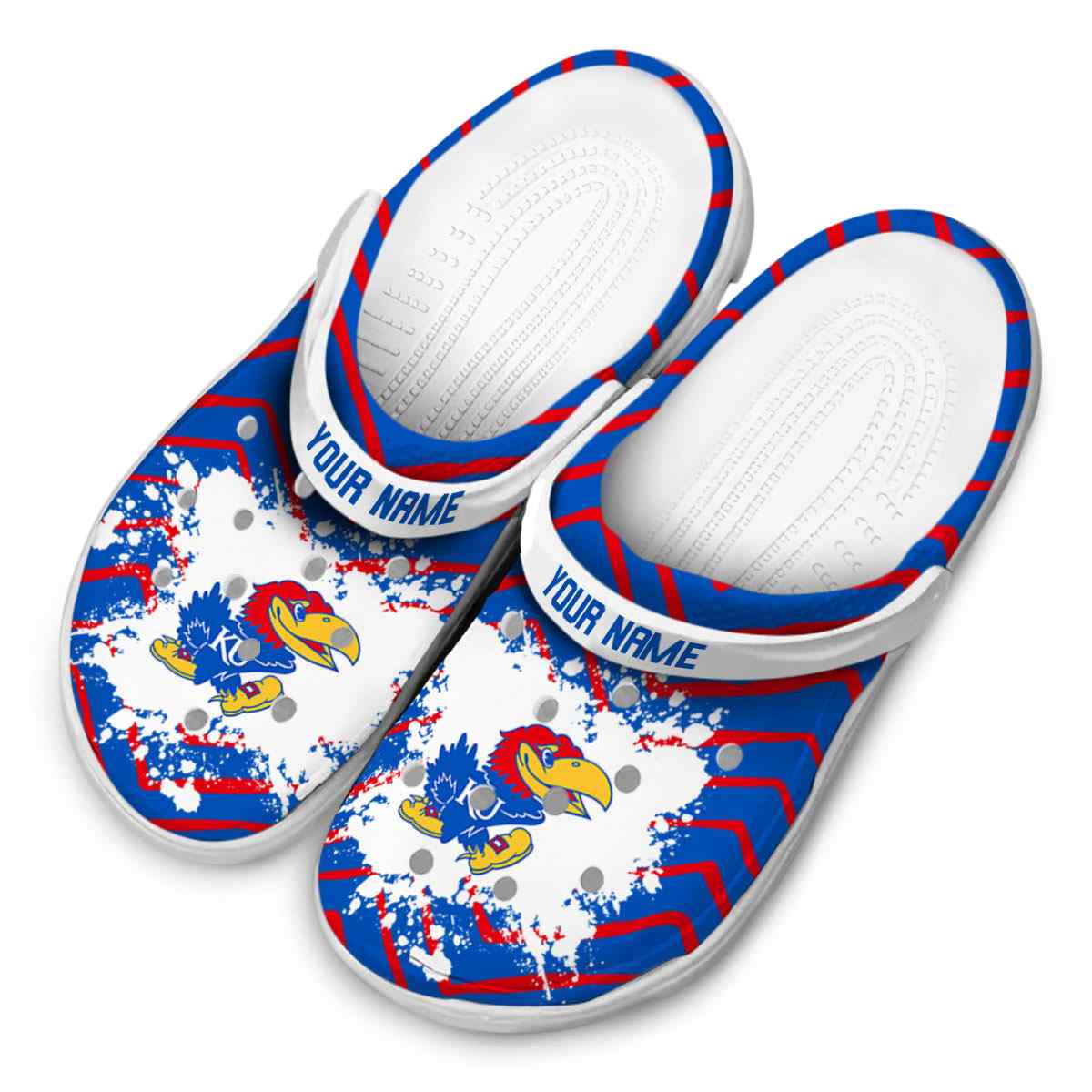 Merchidea Kansas Jayhawks NCAA Sport Crocs Crocband Clogs Shoes Comfortable For Men Women and Kids
