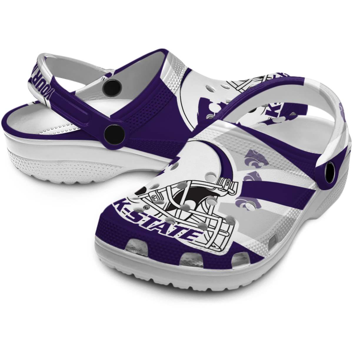 Merchidea Kansas State Wildcats NCAA Sport Crocs Crocband Clogs Shoes Comfortable For Men Women and Kids