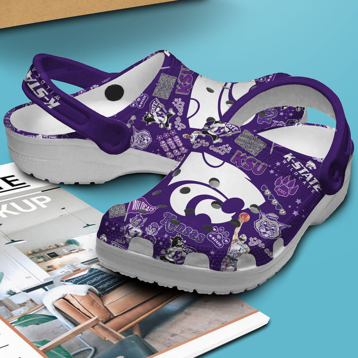 Merchidea Kansas State Wildcats NCAA Sport Crocs Crocband Clogs Shoes Comfortable For Men Women and Kids