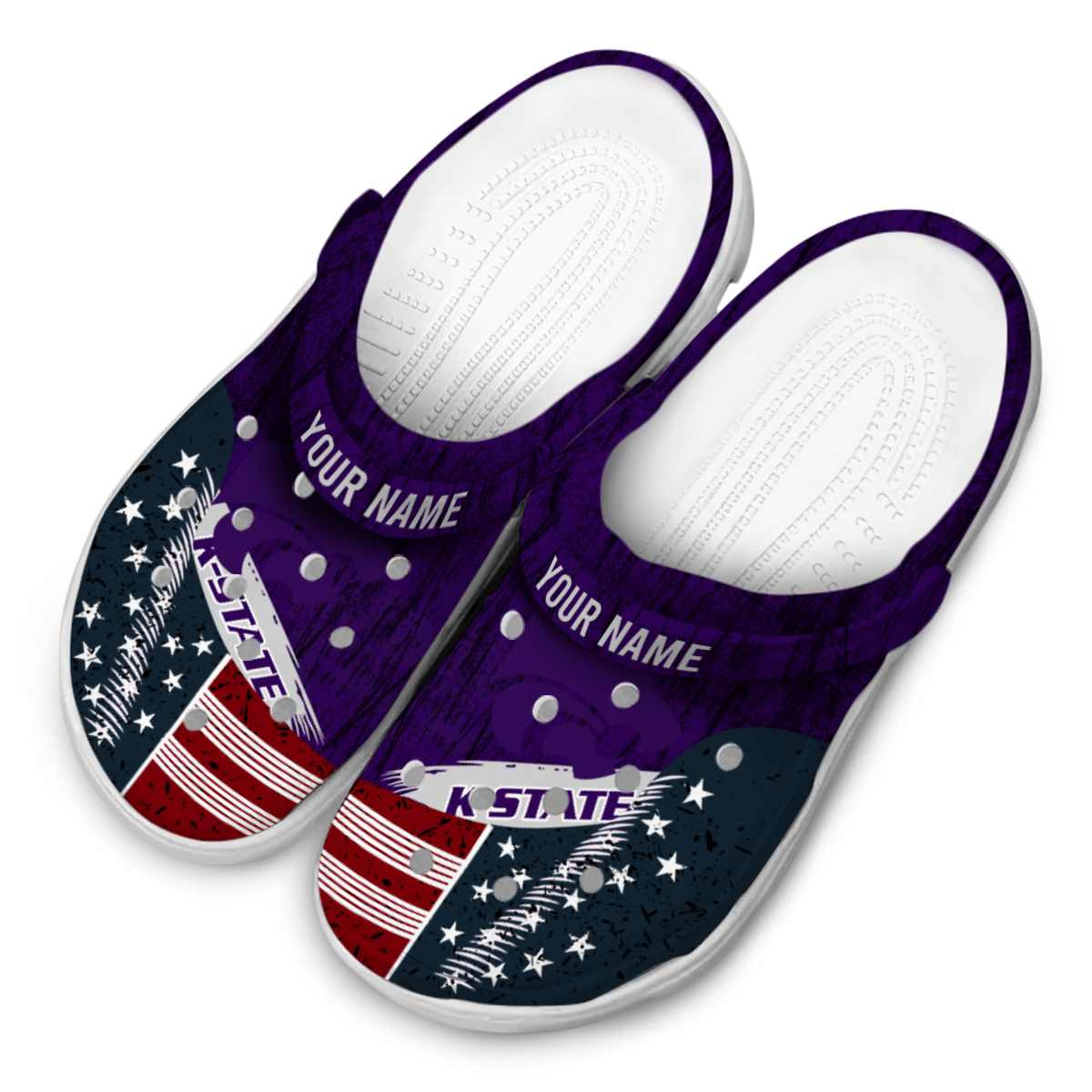 Merchidea Kansas State Wildcats NCAA Sport Crocs Crocband Clogs Shoes Comfortable For Men Women and Kids