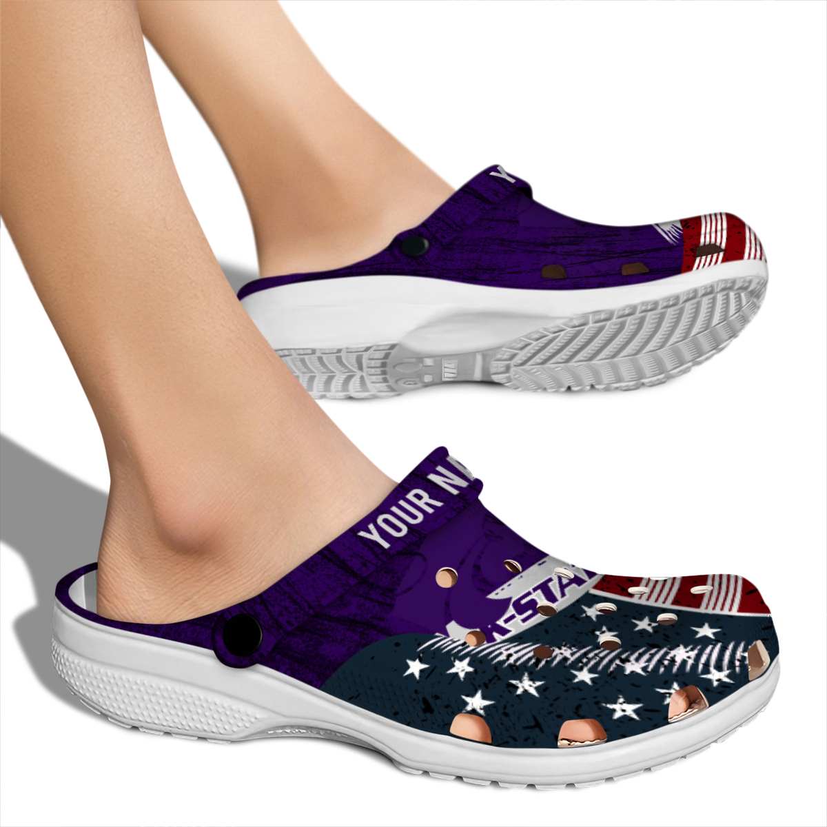 Merchidea Kansas State Wildcats NCAA Sport Crocs Crocband Clogs Shoes Comfortable For Men Women and Kids
