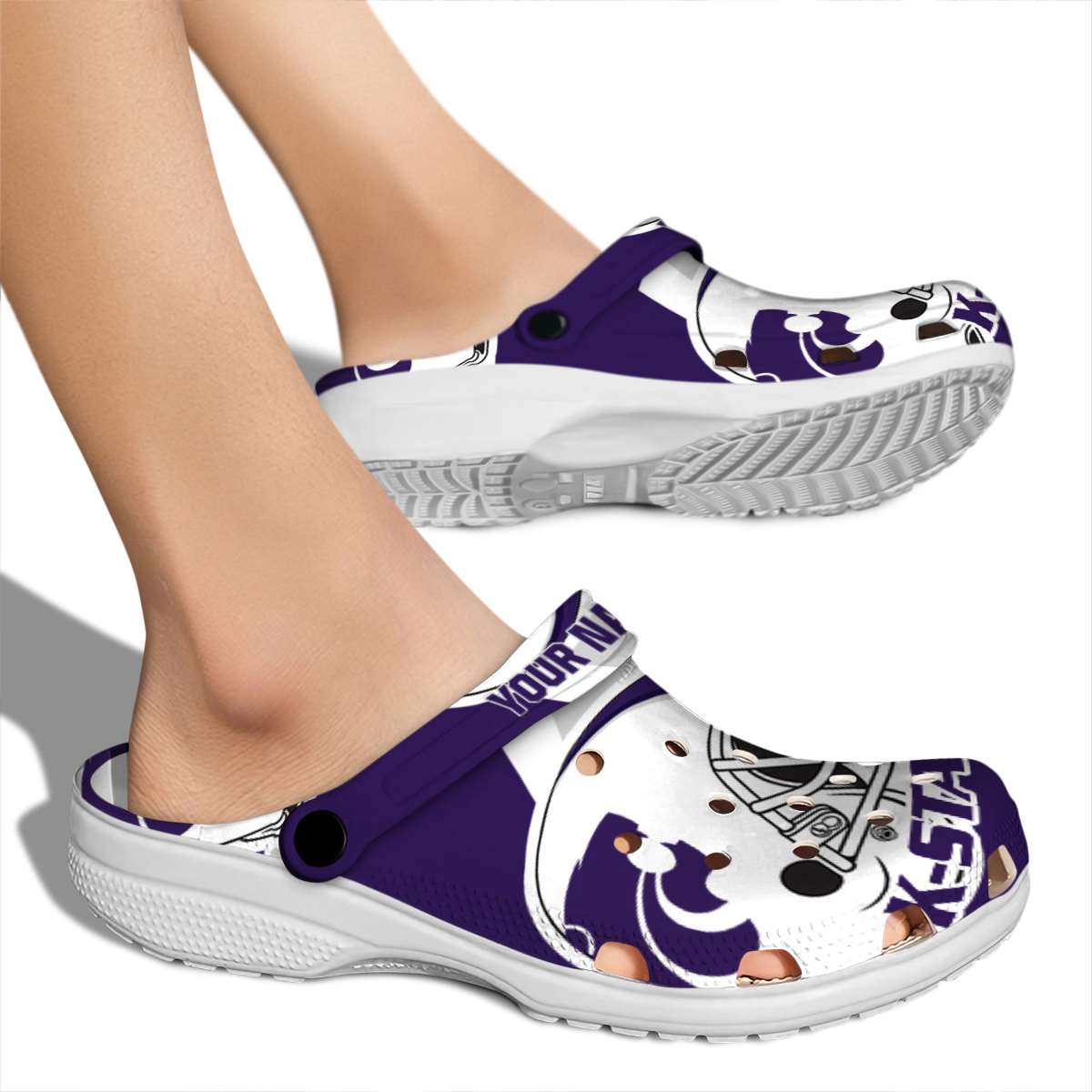 Merchidea Kansas State Wildcats NCAA Sport Crocs Crocband Clogs Shoes Comfortable For Men Women and Kids