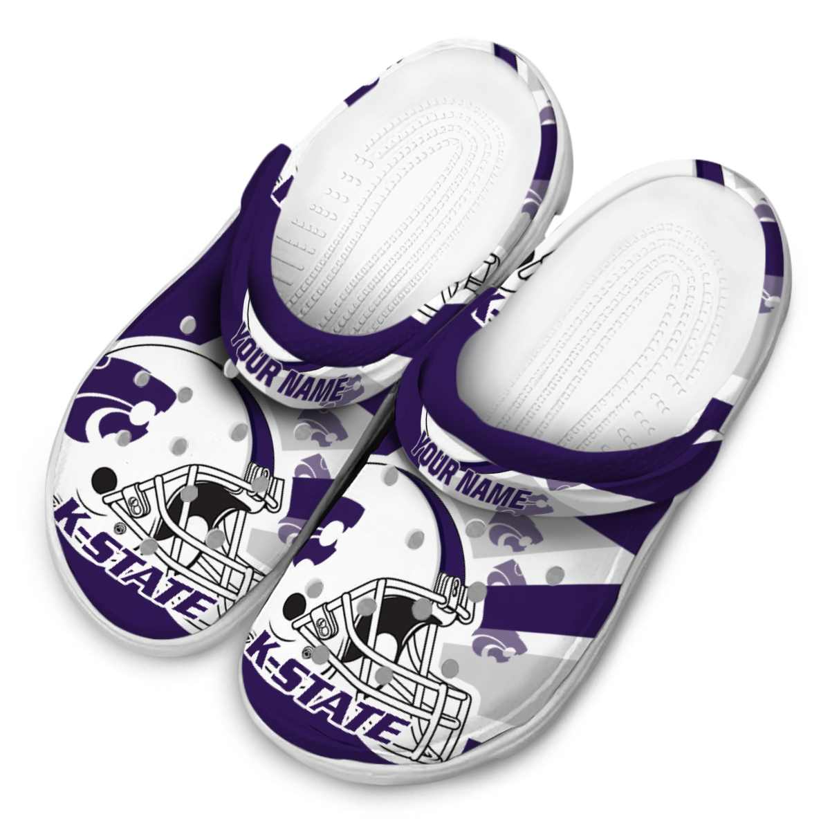 Merchidea Kansas State Wildcats NCAA Sport Crocs Crocband Clogs Shoes Comfortable For Men Women and Kids