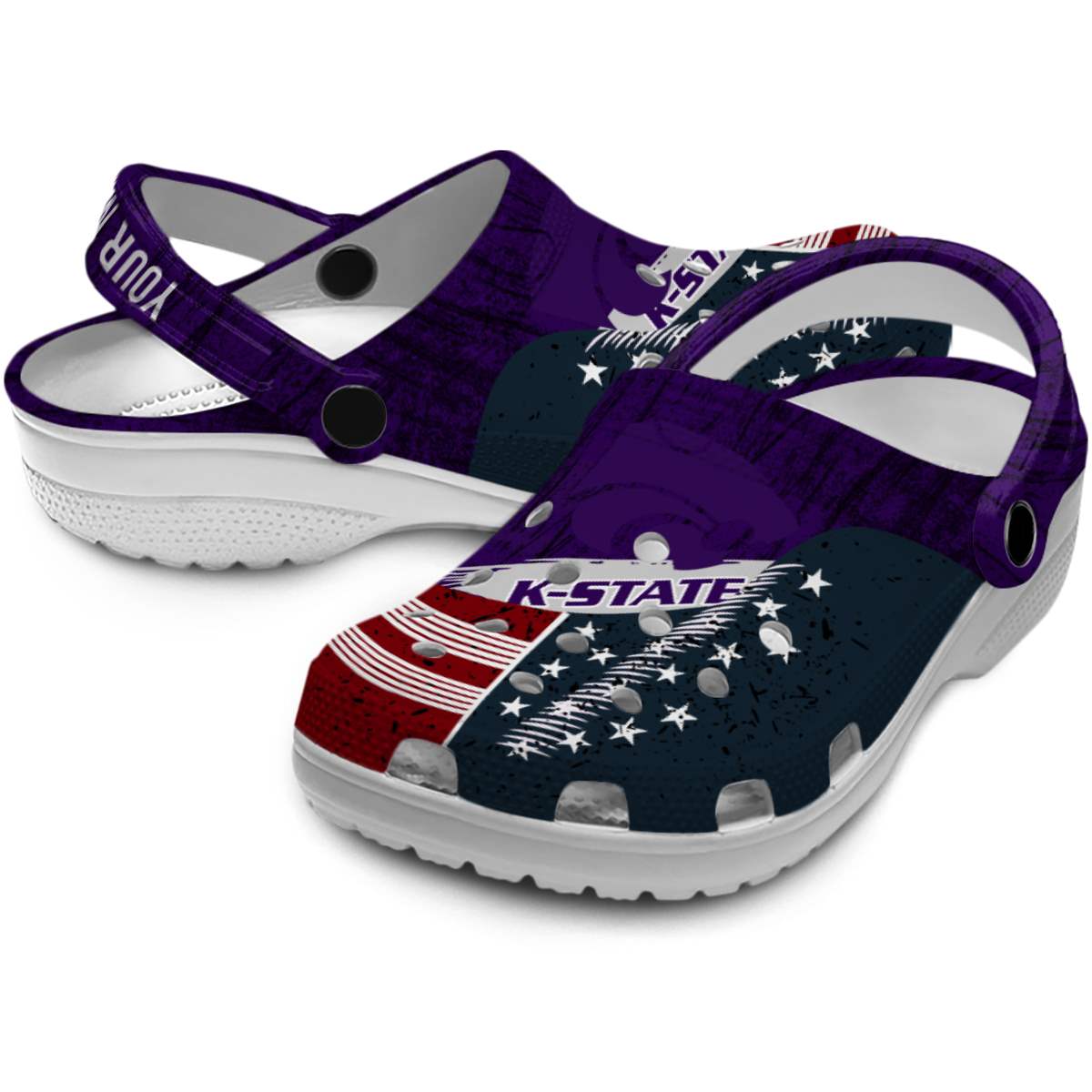 Merchidea Kansas State Wildcats NCAA Sport Crocs Crocband Clogs Shoes Comfortable For Men Women and Kids