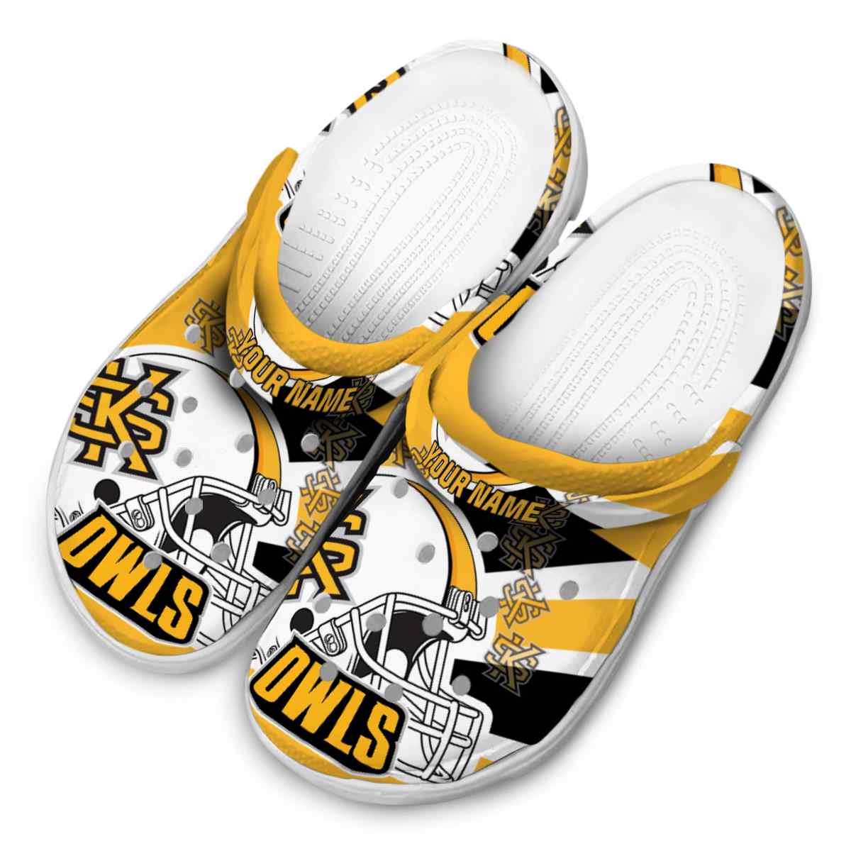 Merchidea Kennesaw State Owls NCAA Sport Crocs Crocband Clogs Shoes Comfortable For Men Women and Kids