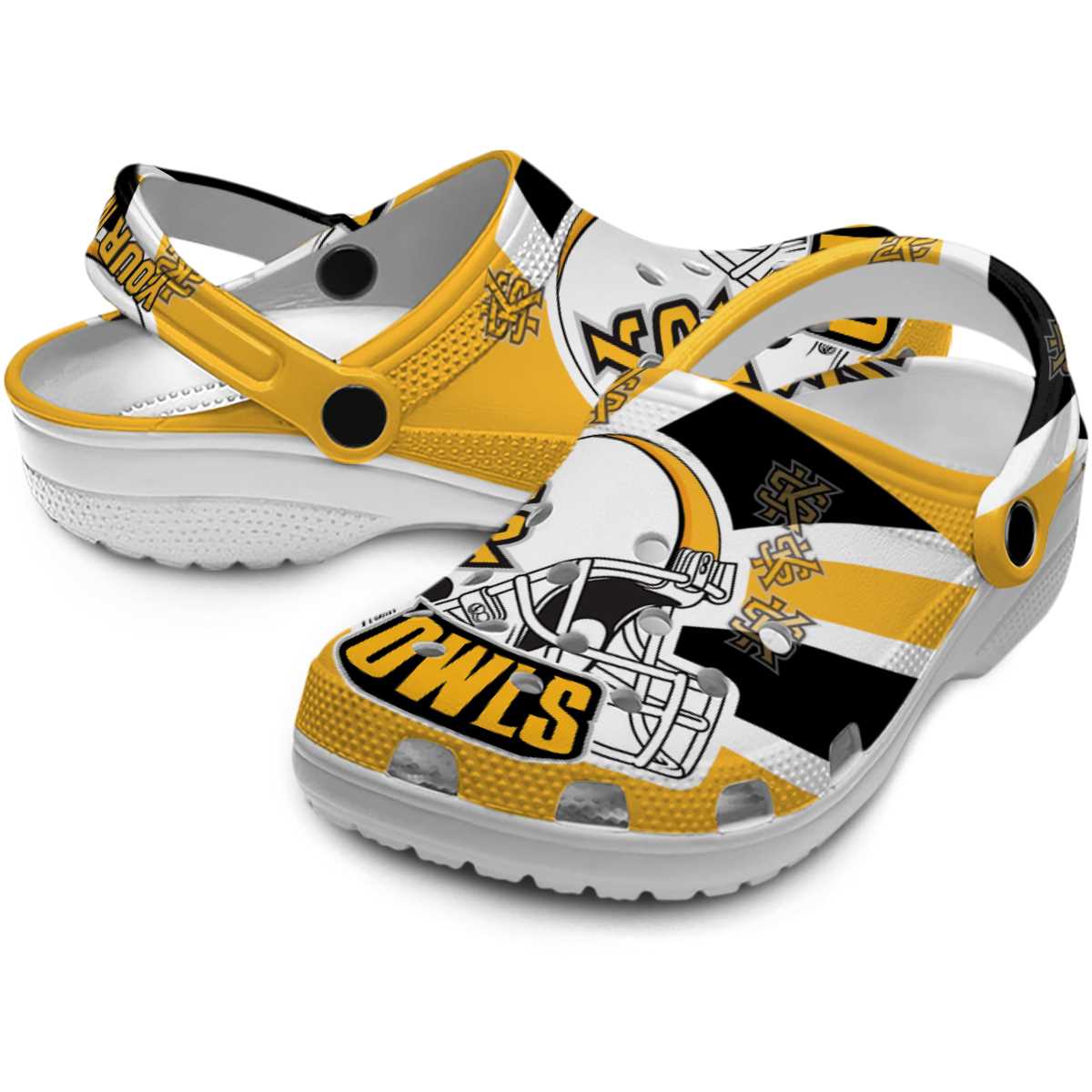 Merchidea Kennesaw State Owls NCAA Sport Crocs Crocband Clogs Shoes Comfortable For Men Women and Kids
