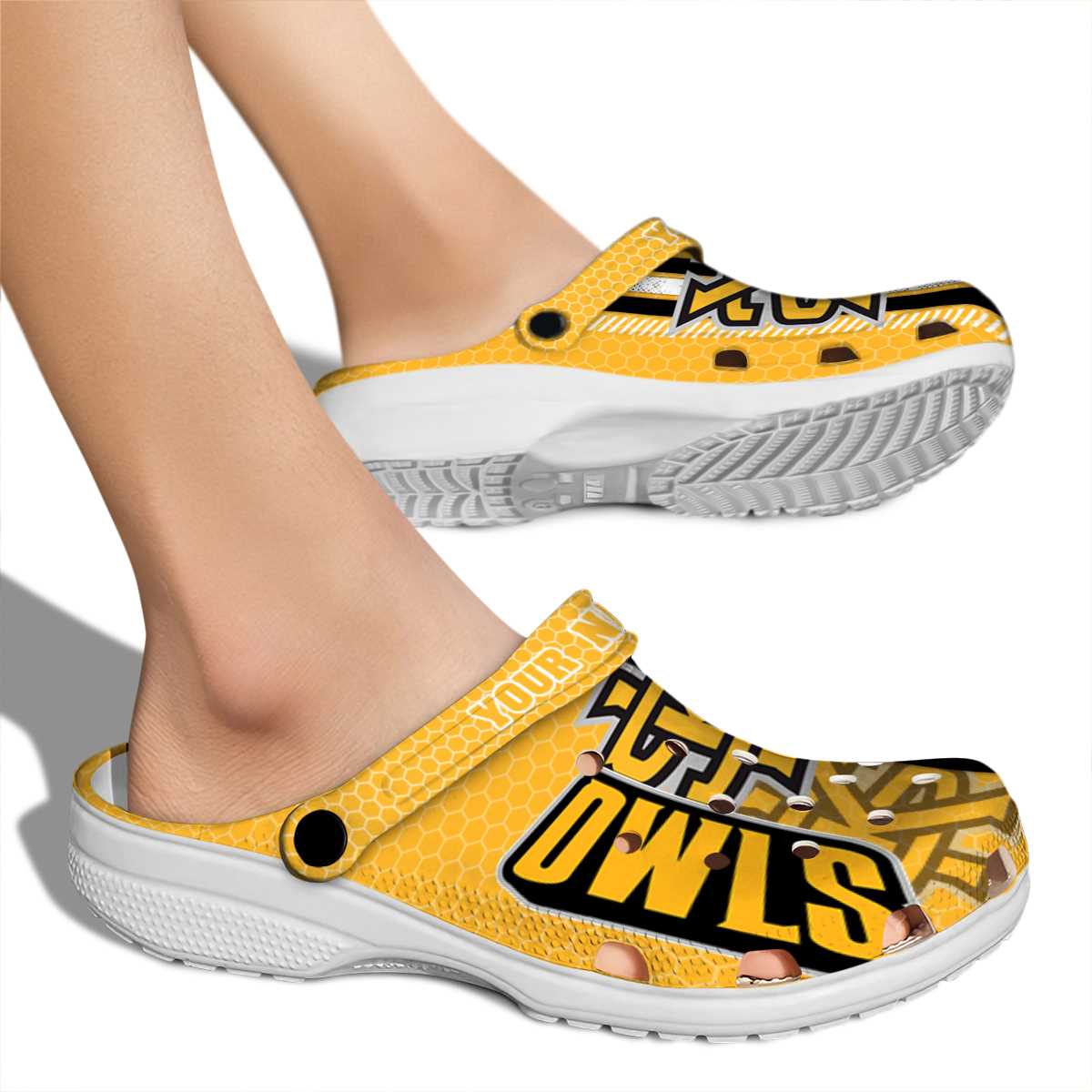 Merchidea Kennesaw State Owls NCAA Sport Crocs Crocband Clogs Shoes Comfortable For Men Women and Kids