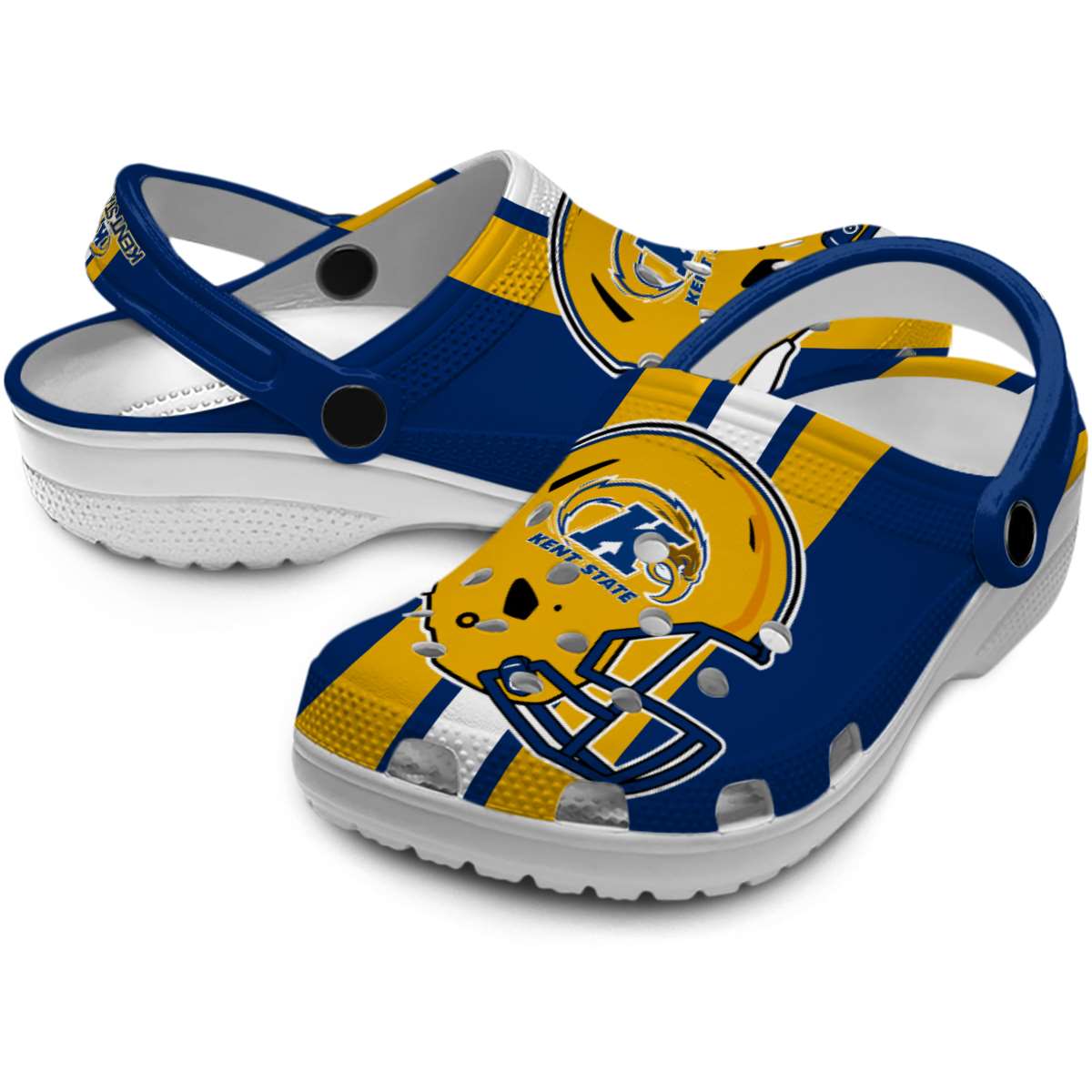 Merchidea Kent State Golden Flashes NCAA Sport Crocs Crocband Clogs Shoes Comfortable For Men Women and Kids