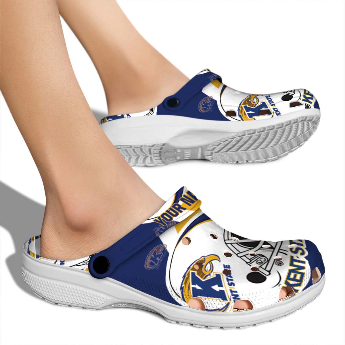 Merchidea Kent State Golden Flashes NCAA Sport Crocs Crocband Clogs Shoes Comfortable For Men Women and Kids