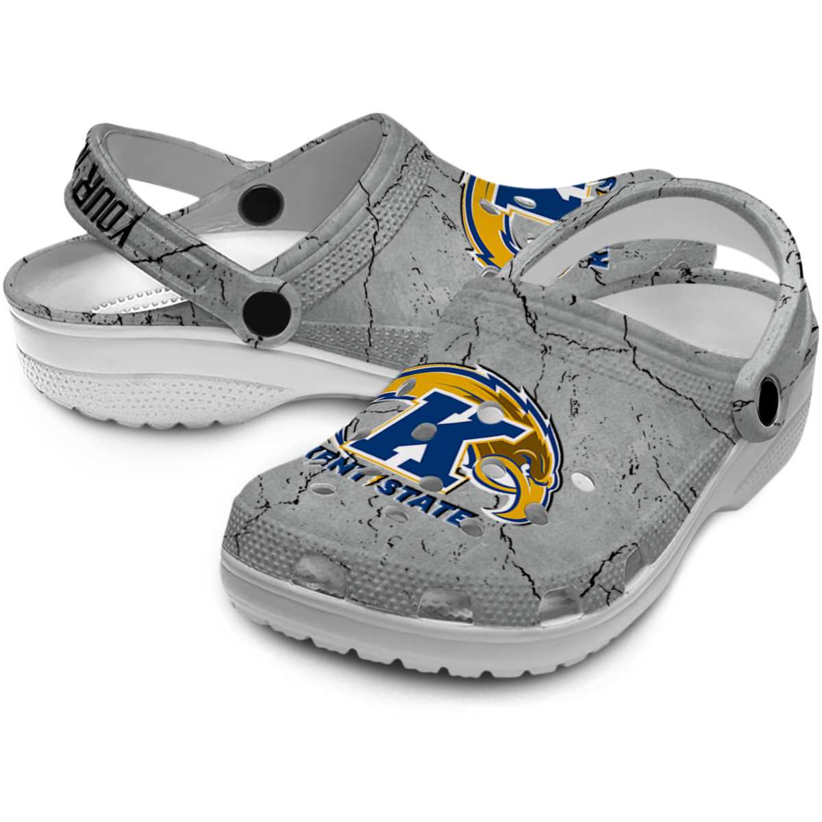 Merchidea Kent State Golden Flashes NCAA Sport Crocs Crocband Clogs Shoes Comfortable For Men Women and Kids