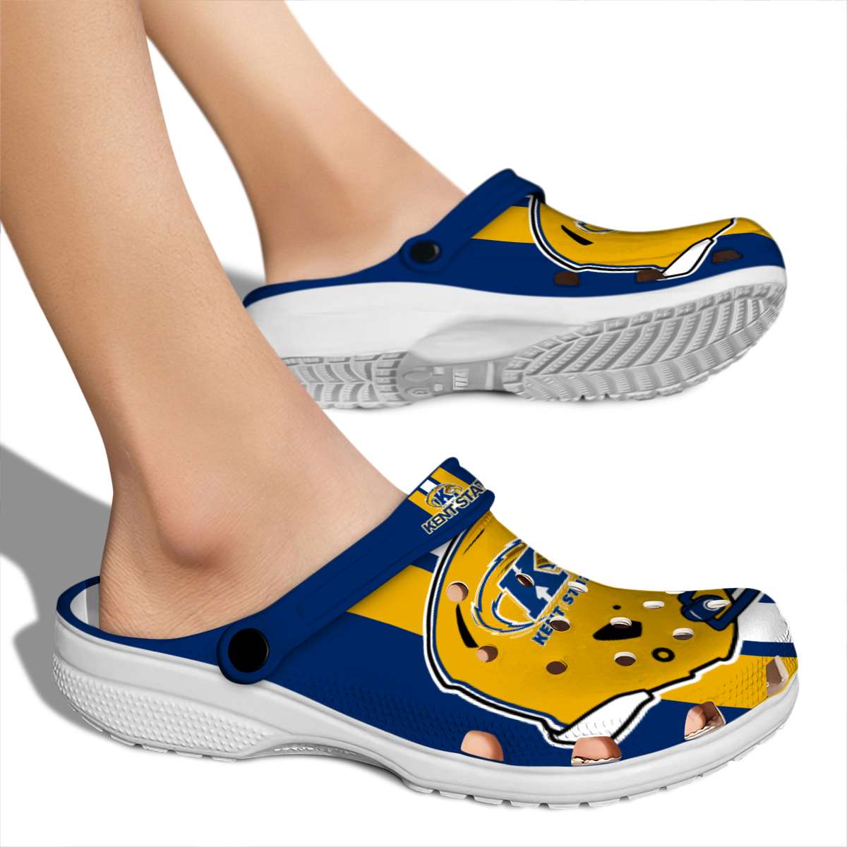 Merchidea Kent State Golden Flashes NCAA Sport Crocs Crocband Clogs Shoes Comfortable For Men Women and Kids