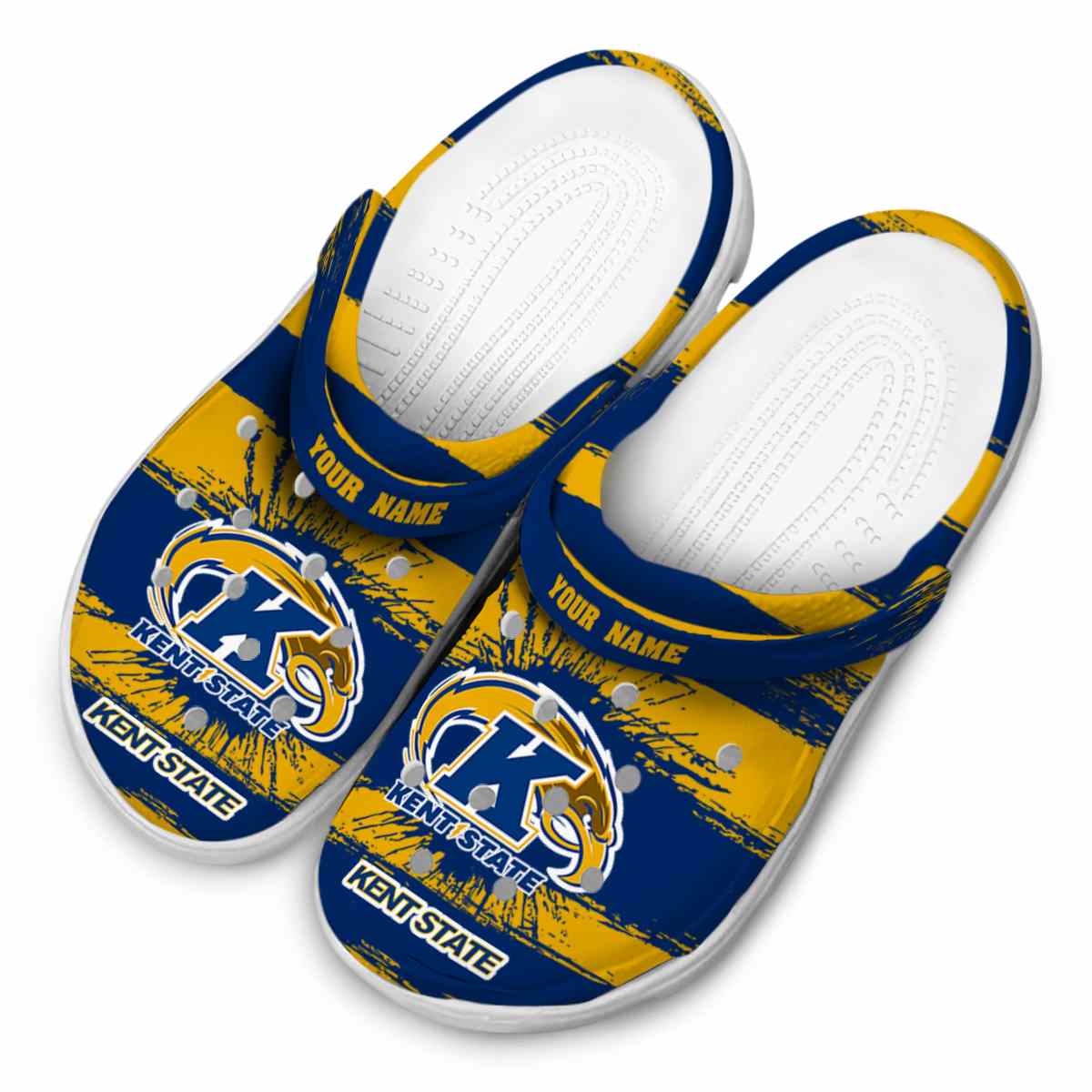 Merchidea Kent State Golden Flashes NCAA Sport Crocs Crocband Clogs Shoes Comfortable For Men Women and Kids