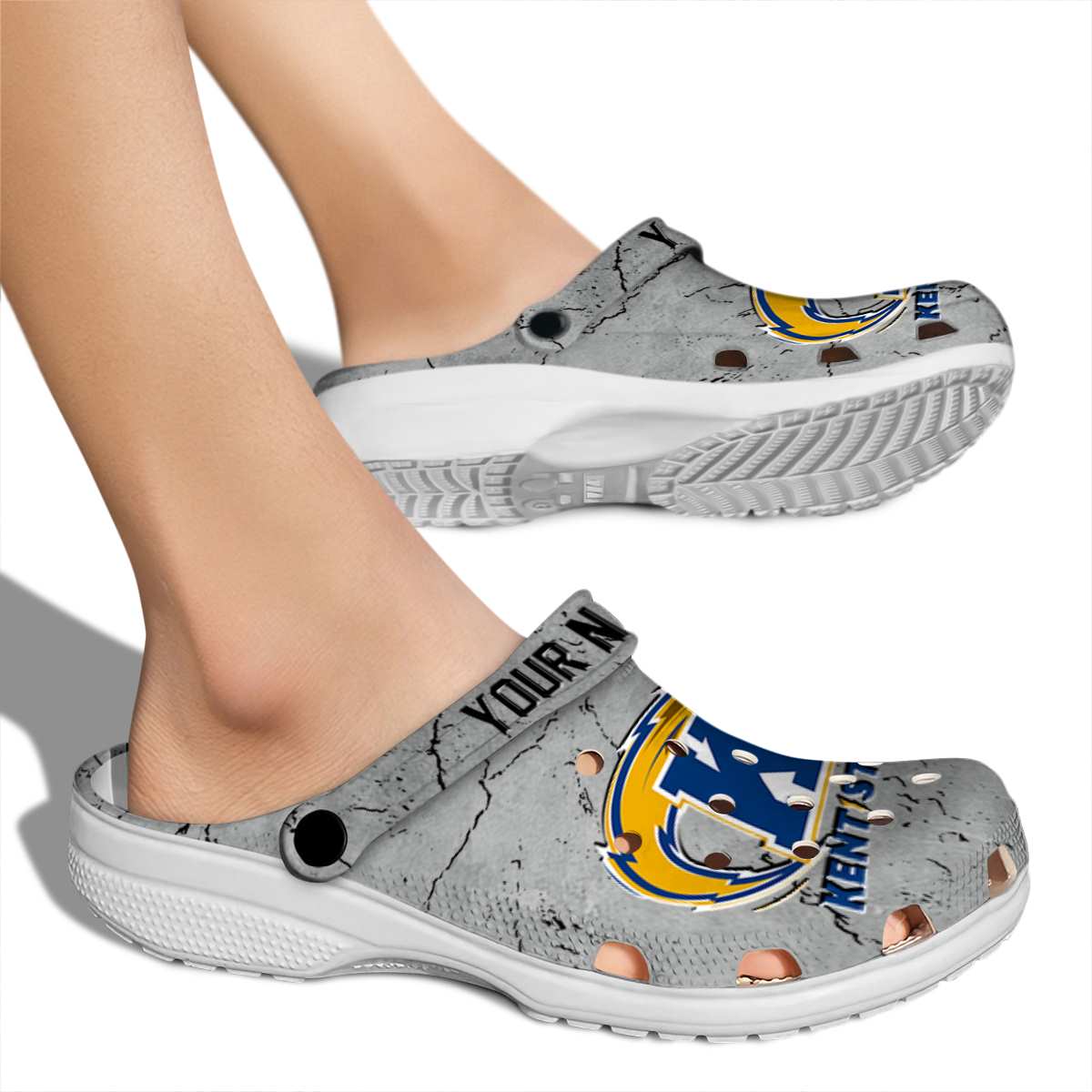 Merchidea Kent State Golden Flashes NCAA Sport Crocs Crocband Clogs Shoes Comfortable For Men Women and Kids