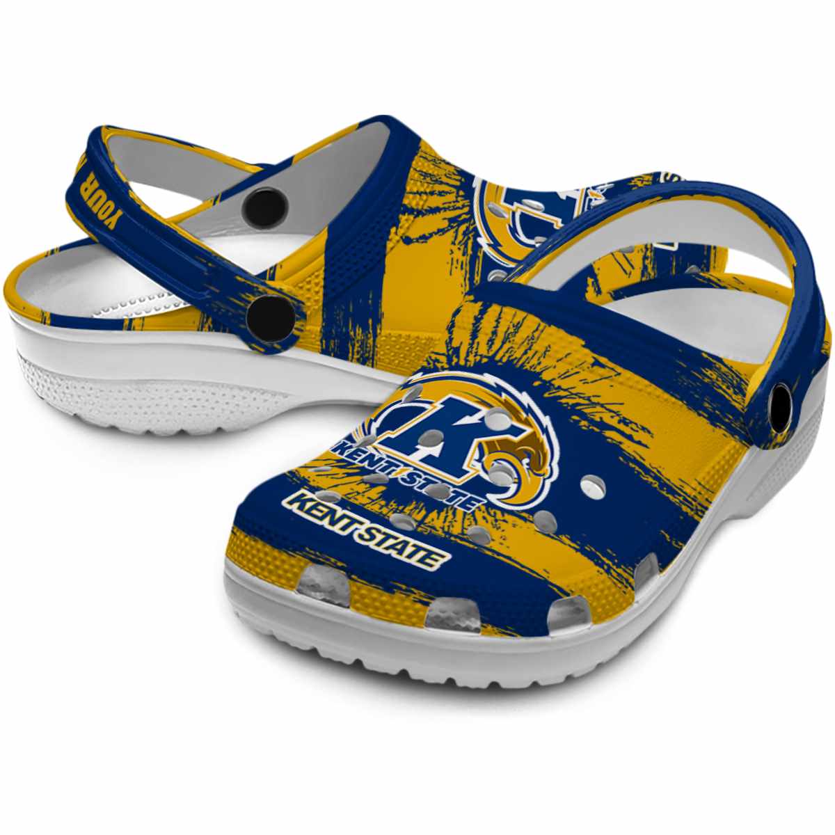 Merchidea Kent State Golden Flashes NCAA Sport Crocs Crocband Clogs Shoes Comfortable For Men Women and Kids