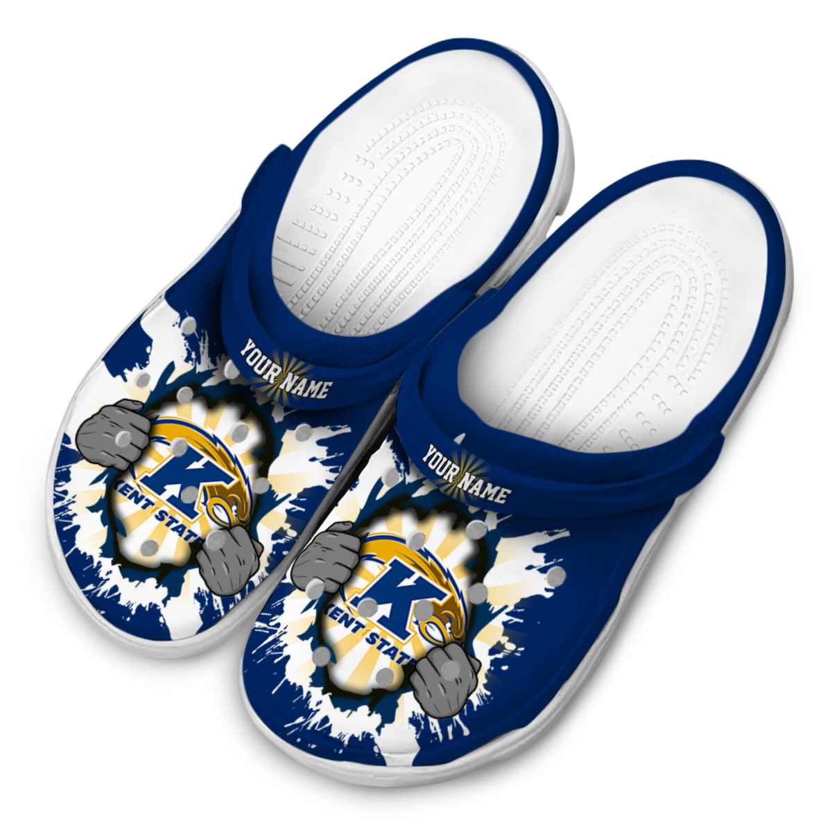 Merchidea Kent State Golden Flashes NCAA Sport Crocs Crocband Clogs Shoes Comfortable For Men Women and Kids