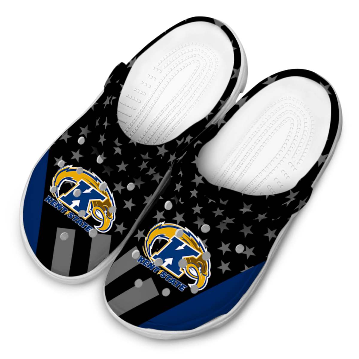 Merchidea Kent State Golden Flashes NCAA Sport Crocs Crocband Clogs Shoes Comfortable For Men Women and Kids