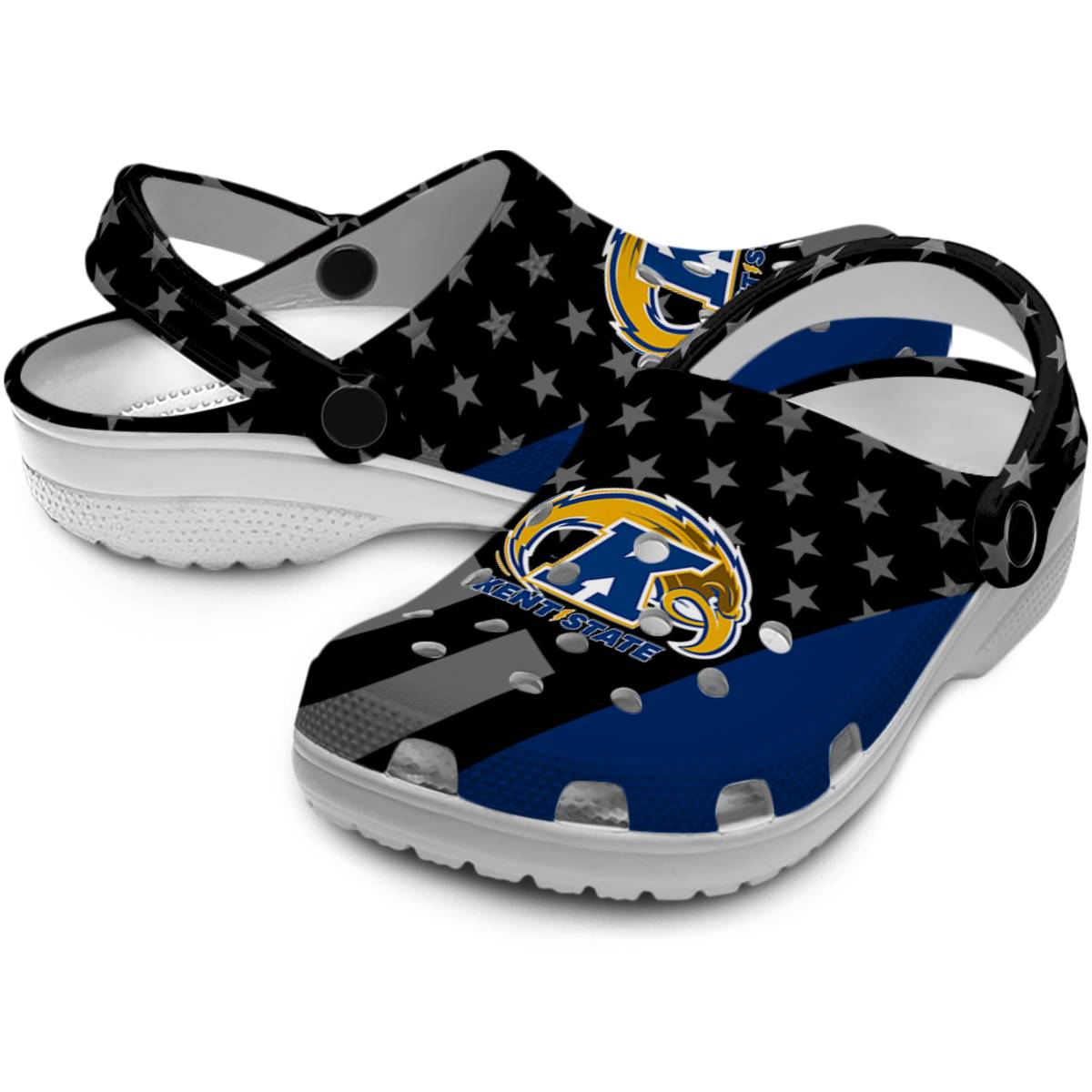 Merchidea Kent State Golden Flashes NCAA Sport Crocs Crocband Clogs Shoes Comfortable For Men Women and Kids