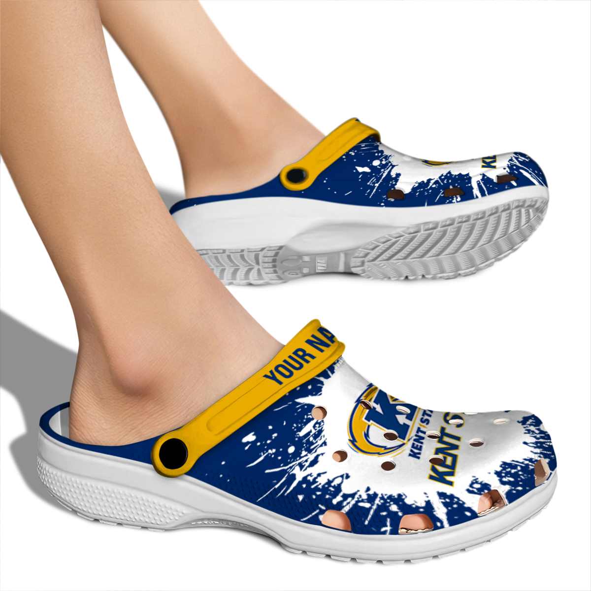 Merchidea Kent State Golden Flashes NCAA Sport Crocs Crocband Clogs Shoes Comfortable For Men Women and Kids