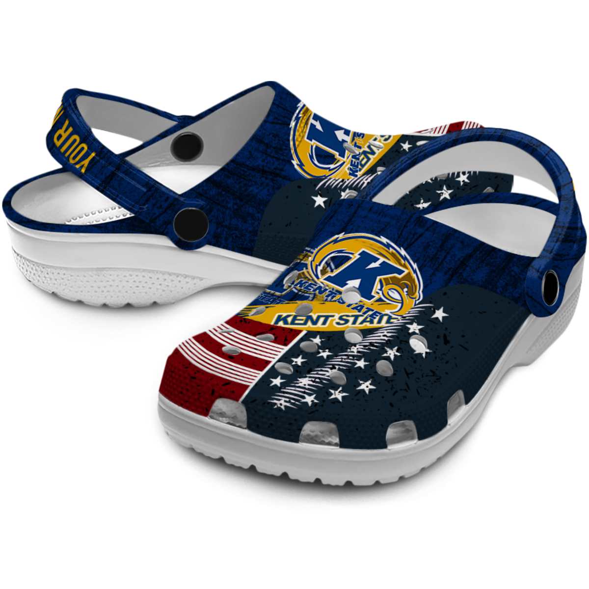 Merchidea Kent State Golden Flashes NCAA Sport Crocs Crocband Clogs Shoes Comfortable For Men Women and Kids